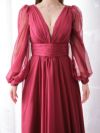 vanityME.couture. シフォンドレス 長袖ドレス Vネック ハイウエスト ロングドレス