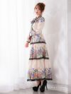 vanityME.onep ドレッシー花柄フレア 長袖ロングマキシワンピース