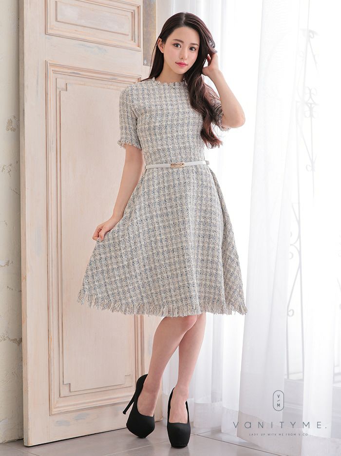 vanityME.Dress ツイードワンピース シンプルドレス ミニドレス 