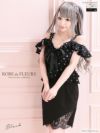 ROBE de FLEURS モノトーンドット×オフショルタイトミニドレス