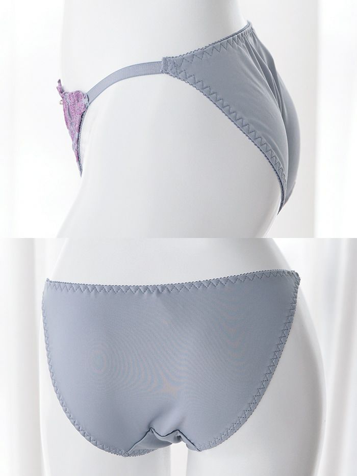 フラワー刺繍ソフトワイヤーブラセット（ブラジャー＆フルバックショーツ&Tバックショーツ ）