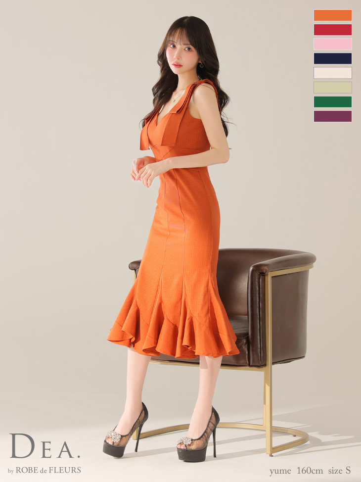 8月下旬入荷予定 DEA. ショルダーリボンマーメイドミディドレス
