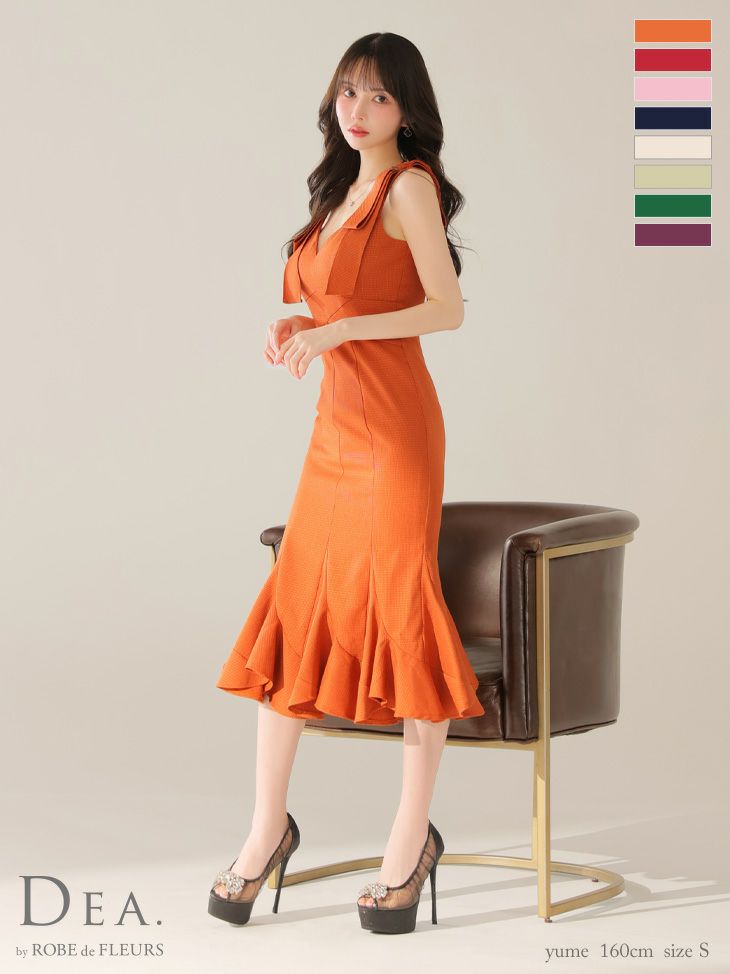 8月下旬入荷予定 DEA. ショルダーリボンマーメイドミディドレス