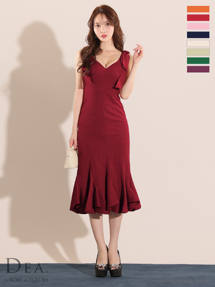 8月下旬入荷予定 DEA. ショルダーリボンマーメイドミディドレス