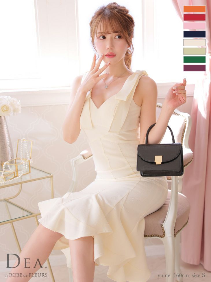 8月下旬入荷予定 DEA. ショルダーリボンマーメイドミディドレス