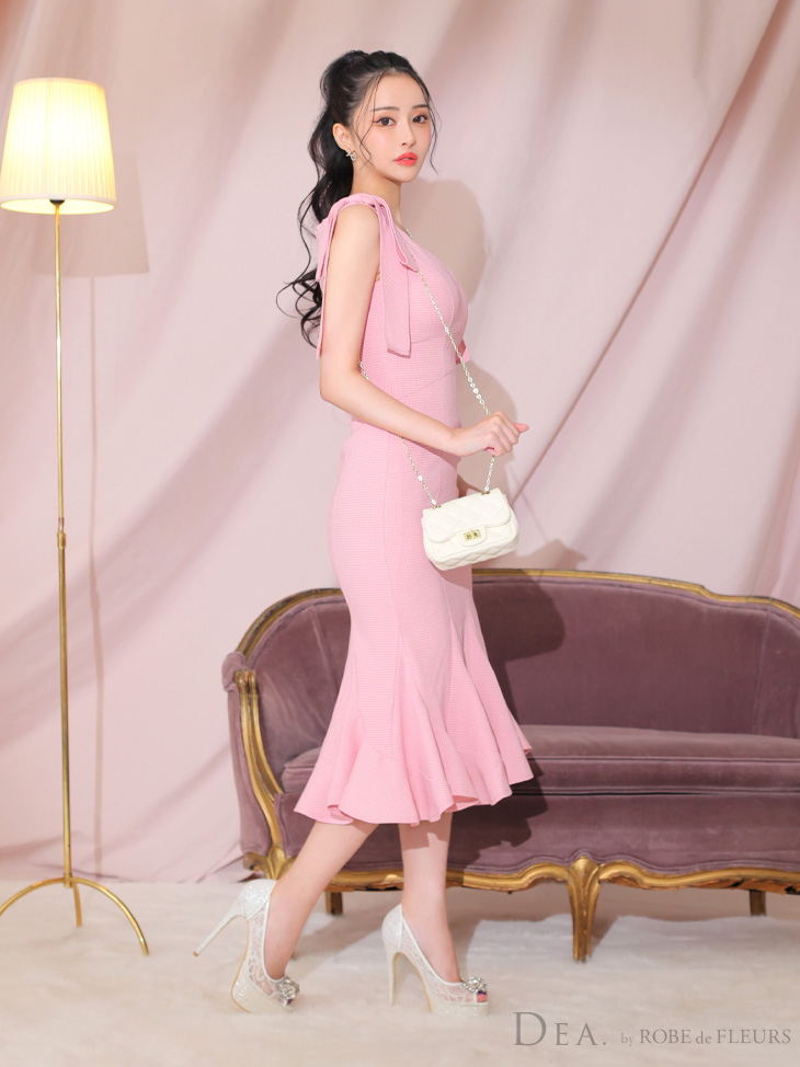 8月下旬入荷予定 DEA. ショルダーリボンマーメイドミディドレス