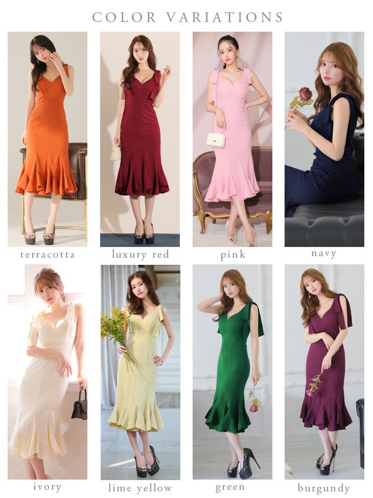 DEA. ショルダーリボンマーメイドミディドレス