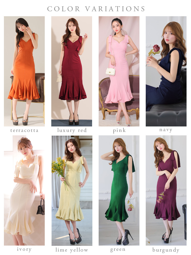 DEA. ショルダーリボンマーメイドミディドレス