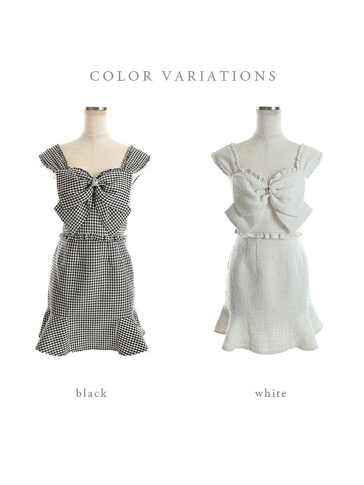 9月下旬入荷予定 ROBE de FLEURS Ribbon x Bijou Frill Setup Dress