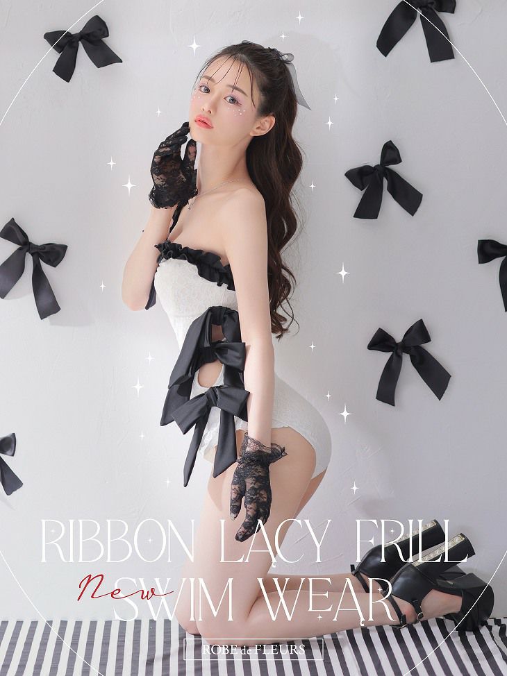 ROBE de FLEURS RIBBON × LACY FRILL SWIM WEAR