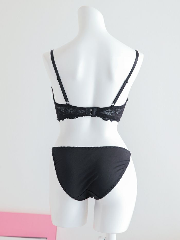 サイドヴェールソフトワイヤ―ブラセット（ブラジャー＆フルバックショーツ&Tバックショーツ ）