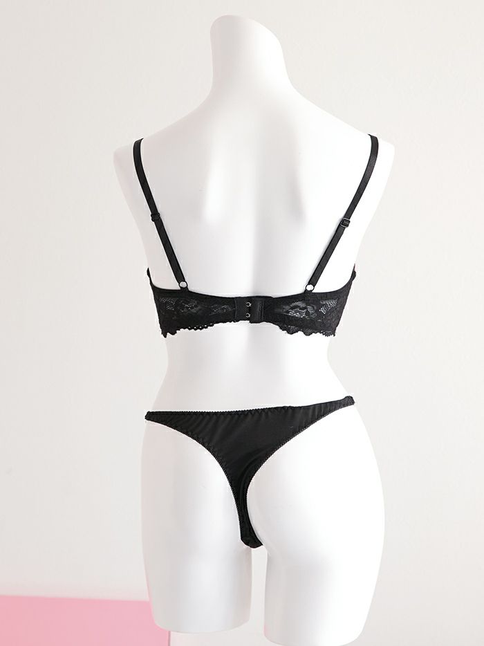 サイドヴェールソフトワイヤ―ブラセット（ブラジャー＆フルバックショーツ&Tバックショーツ ）