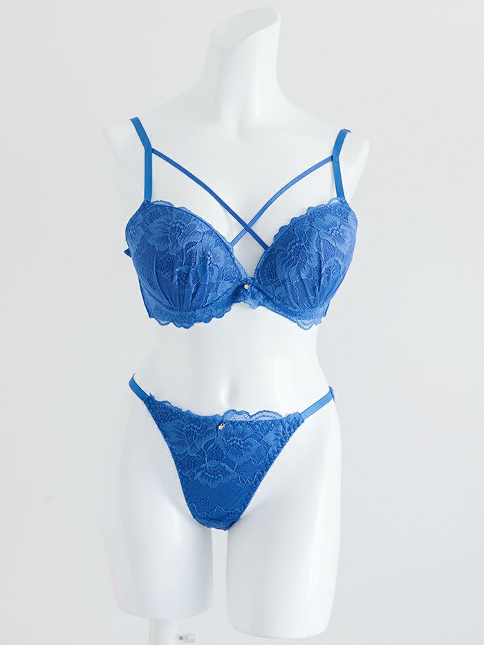 脇高ストリングレースブラセット（ブラジャー＆フルバックショーツ&Tバックショーツ ）