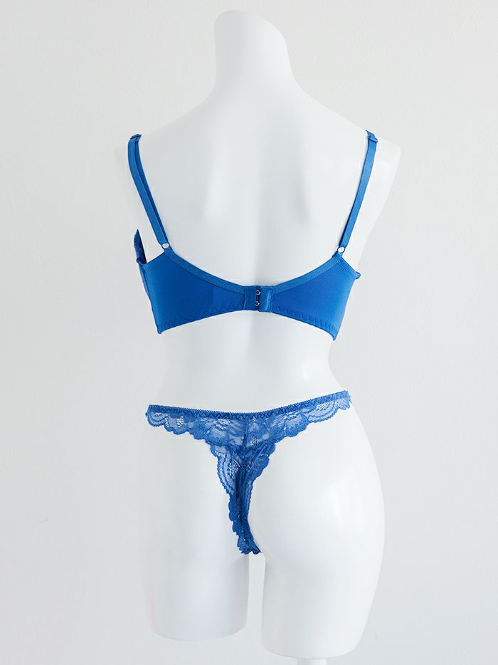 脇高ストリングレースブラセット（ブラジャー＆フルバックショーツ&Tバックショーツ ）