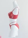 脇高レースソフトワイヤ―ブラセット（ブラジャー＆フルバックショーツ&Tバックショーツ ）