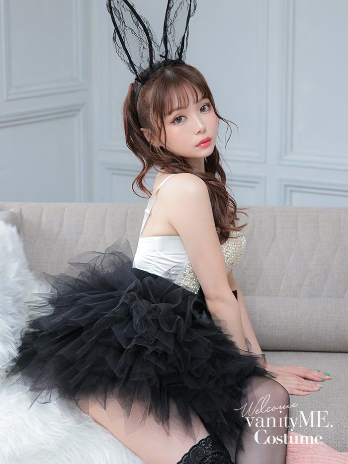 【3点セット】WHITE×BLACK BUNNY ホワイト×ブラックバニー パールビスチェ vcscd-0004-2b