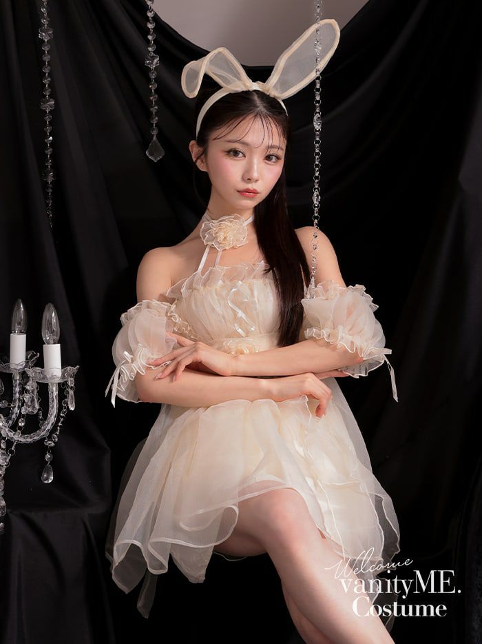 【6点セット】Flower Tulle BUNNY フラワーチュールバニー[アイボリー] vcsbn-23341