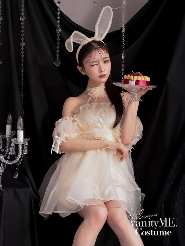 【6点セット】Flower Tulle BUNNY フラワーチュールバニー[アイボリー] vcsbn-23341