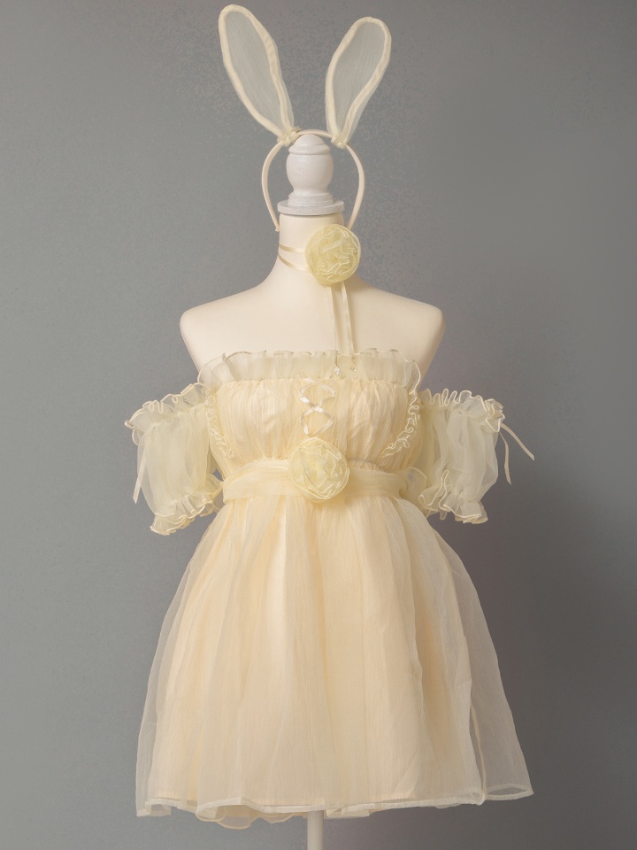 【6点セット】Flower Tulle BUNNY フラワーチュールバニー[アイボリー] vcsbn-23341