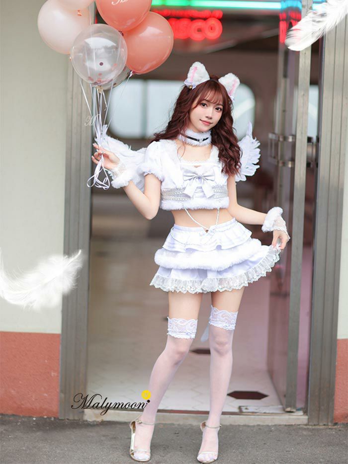 Amazon.co.jp: [Malymoon] ハロウィン コスプレ 白猫 キャット