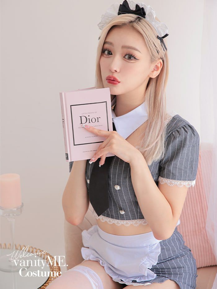 【6点セット】STRIPE Maid ストライプメイド [グレー] vcsot-220563-2-se