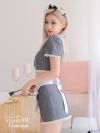 【6点セット】STRIPE Maid ストライプメイド [グレー] vcsot-220563-2-se