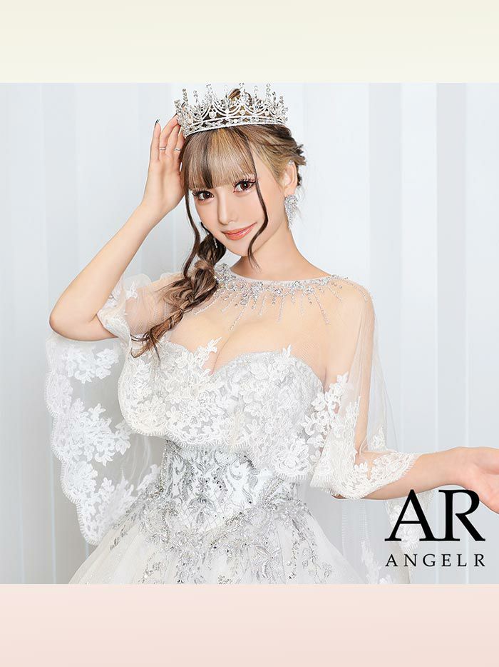  【8月中旬入荷予定】AngelR エンジェルアール デコルテビジューフラワースパンコールレースボレロ ホワイト ar23313