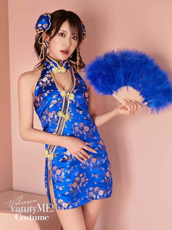 《8月下旬入荷予定//順次発送// 》【2点セット】China dress チャイナドレス 青 vcsot-23789-1-cp