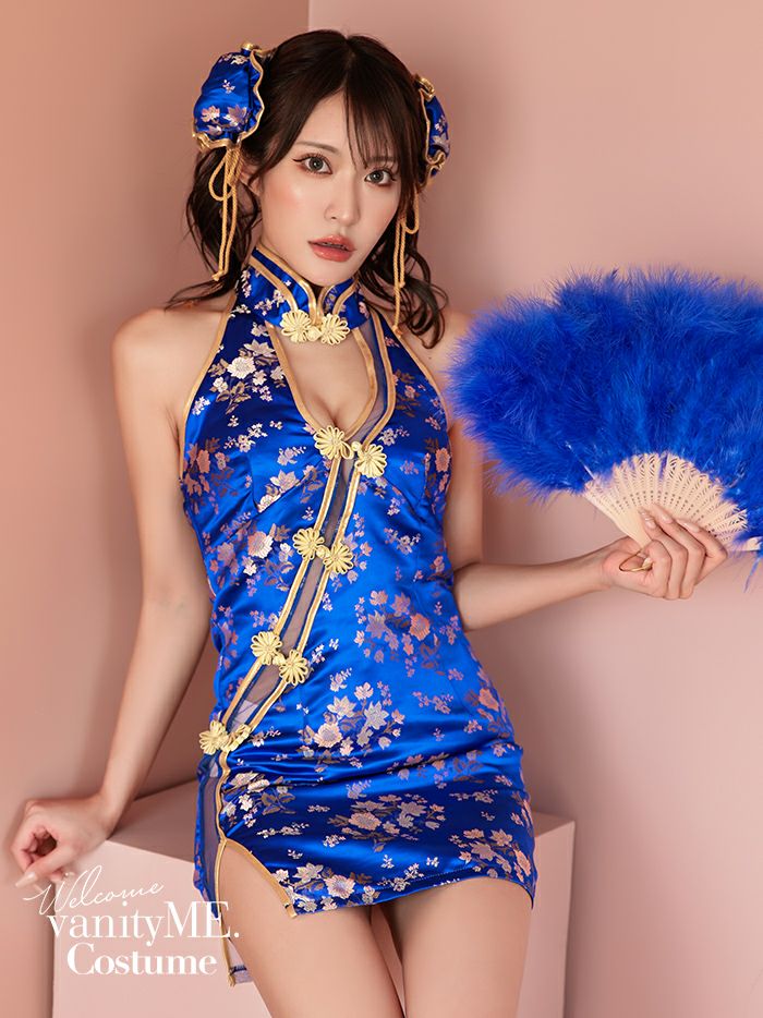 《8月下旬入荷予定//順次発送// 》【2点セット】China dress チャイナドレス 青 vcsot-23789-1-cp