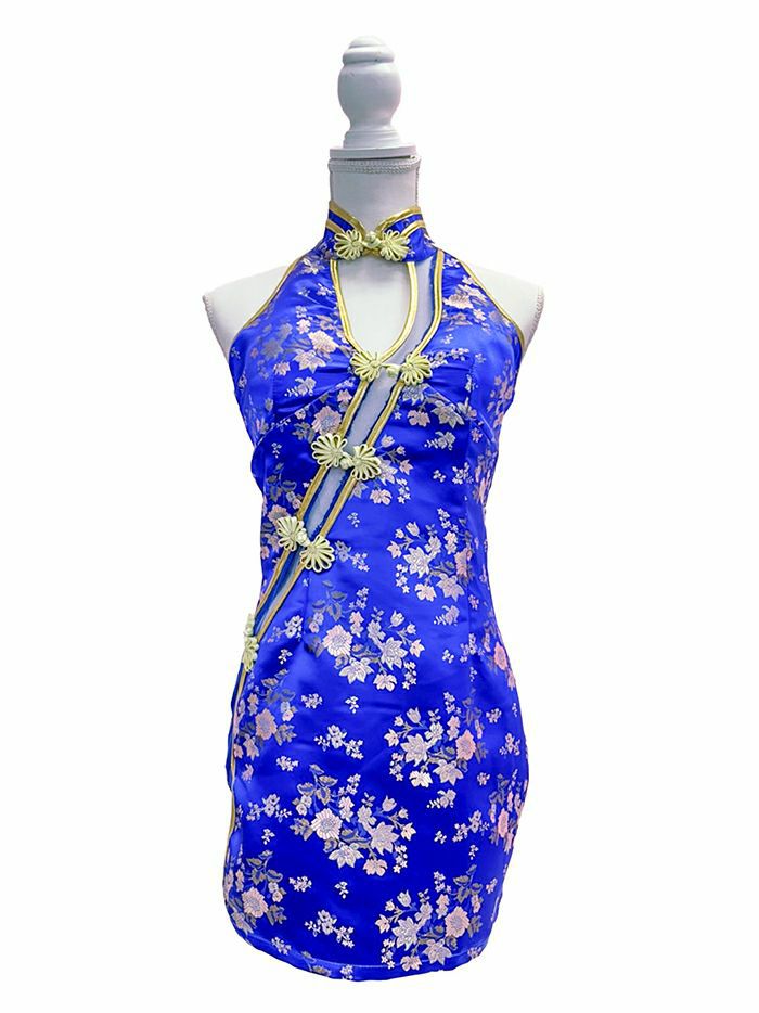 2点セット】China dress チャイナドレス青（髪飾り付き） [ちぴたん 