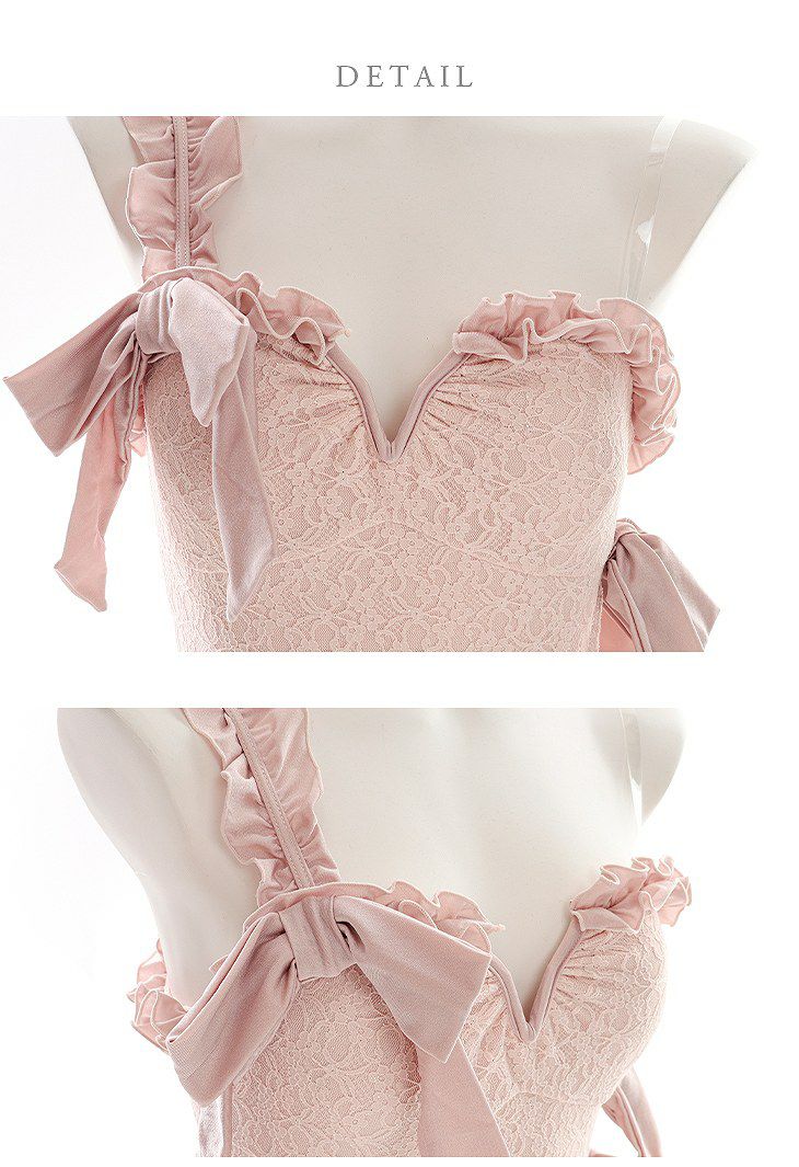 ROBE de FLEURS ローブドフルール RIBBON × LACY FRILL SWIM WEAR 【返品不可】 fm2936-c