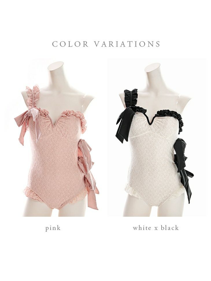 ROBE de FLEURS ローブドフルール RIBBON × LACY FRILL SWIM WEAR 【返品不可】 fm2936-c