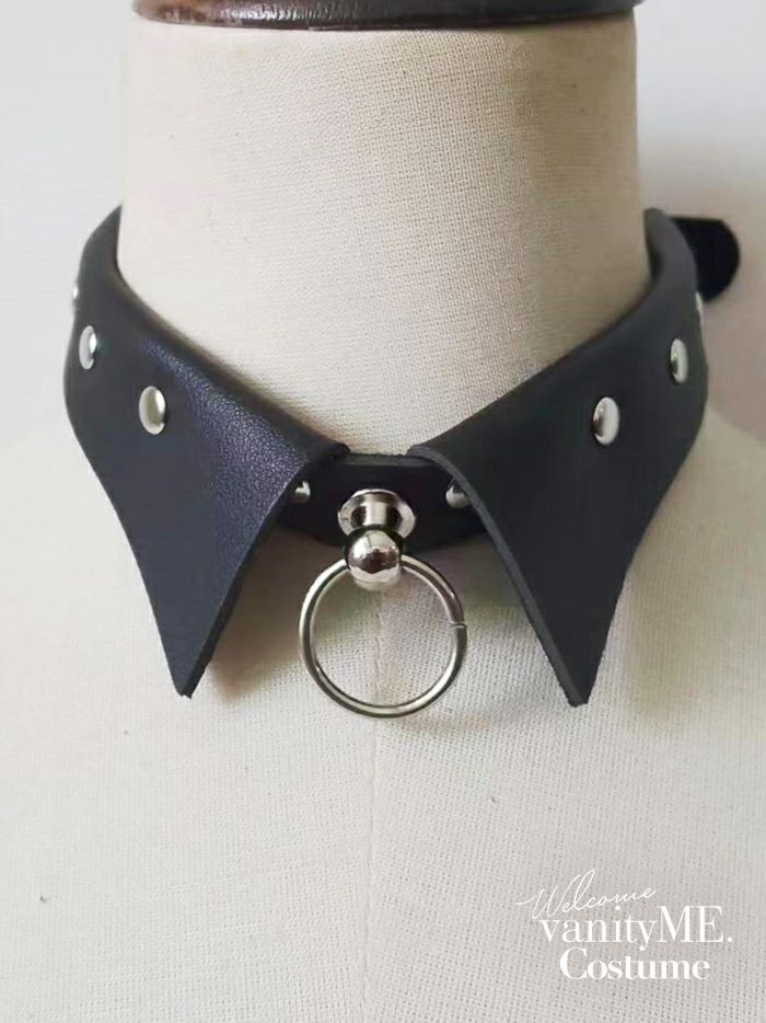 レザー付け襟 ブラック vcsit-23356