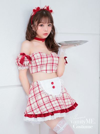 【3点セット】THE IDOL MAID アイドル メイド オフショル×スカート レッド [みゆちゃん着用] vcsot-230479-1b-my