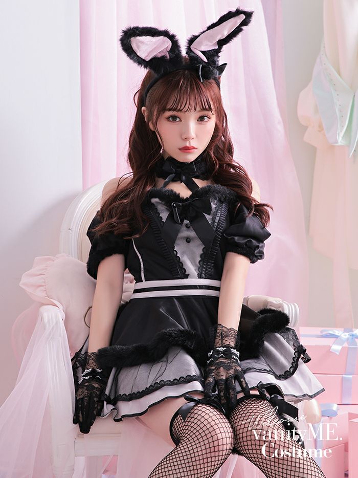 6点セット】vanityME. × Malymoon クラシカルレースバニー ブラック 