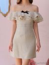 ROBE de FLEURS ローブドフルール デコルテフリル×リボンスイートミニドレス fm3222-c