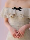 ROBE de FLEURS ローブドフルール デコルテフリル×リボンスイートミニドレス fm3222-c