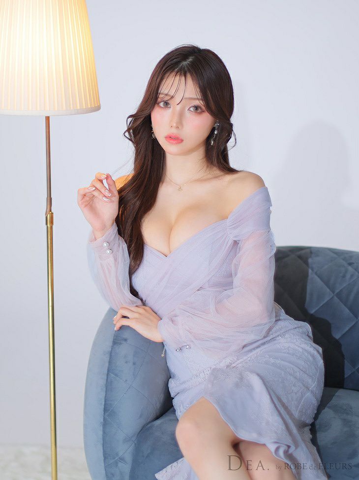 DEA. チュールスリーブマーメイドミディドレス de3140-c