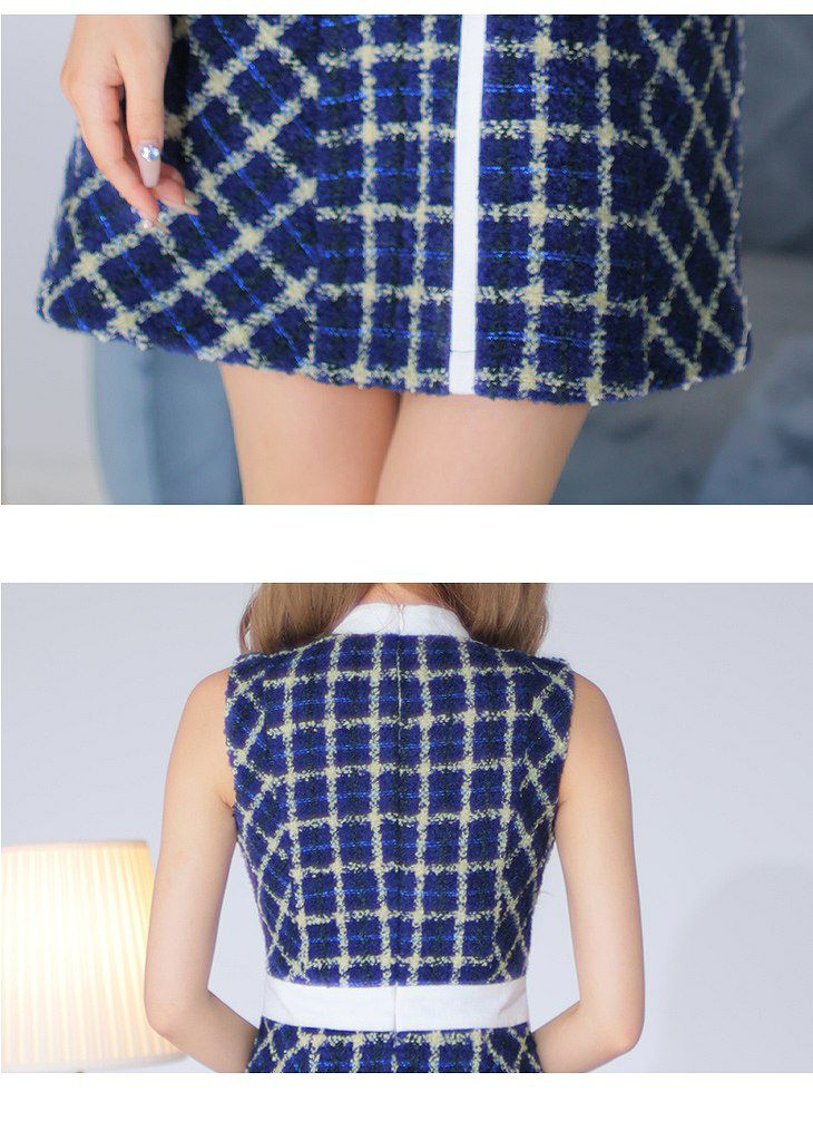 DEA. フロントジッパー×チェックツイードミニドレス de3315-c