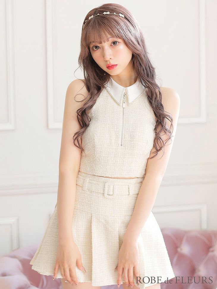 ROBE de FLEURS ローブドフルール ピンク 襟付きホルター ROBE de FLEURS ローブドフルール ピンク 襟付きホルター