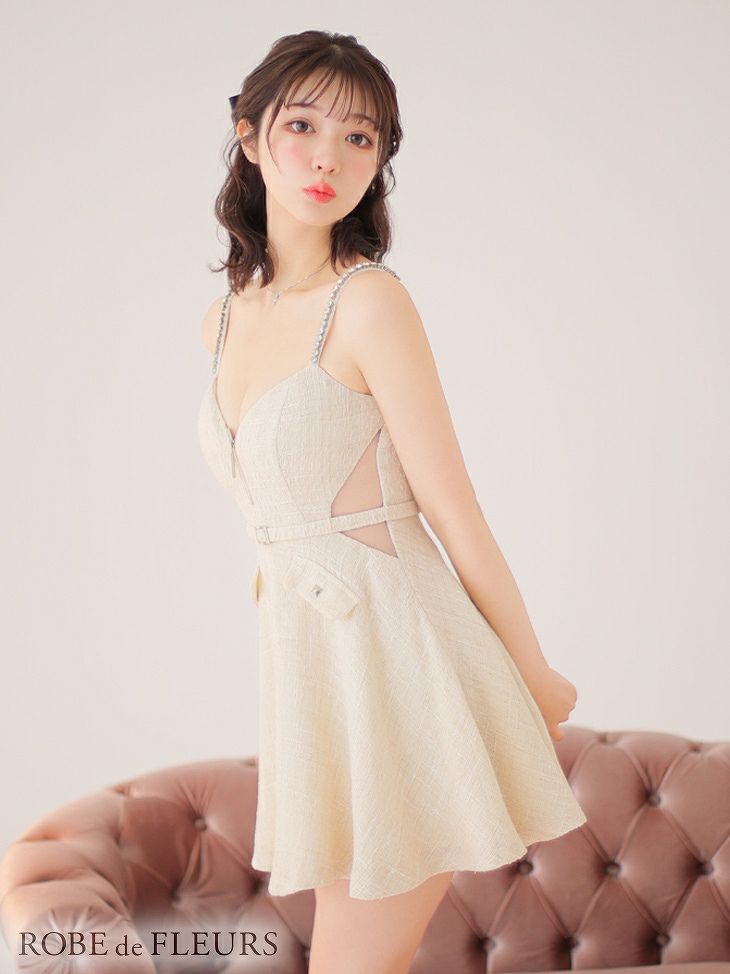 ROBE de FLEURS ローブドフルール サイドシアーフレアキャミドレス fm3225-c