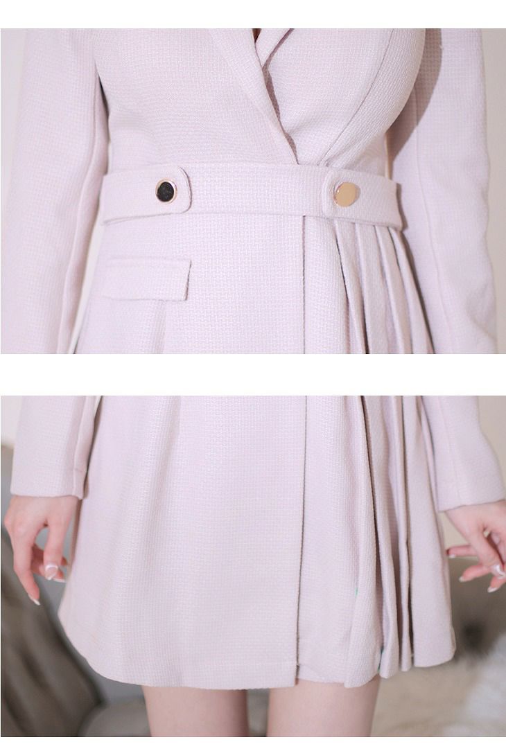 Glossy スーツライクプリーツスカートドレス【インナーボトムス付】 gl2881-c