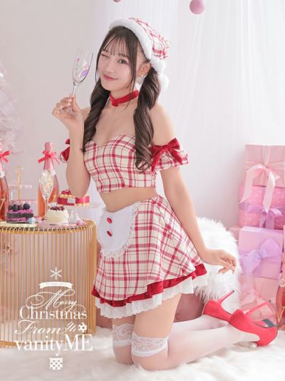【3点セット】THE IDOL SANTA アイドル サンタ オフショル×スカート レッド [ふーりーちゃん着用] vcsst-230479-1d-fu