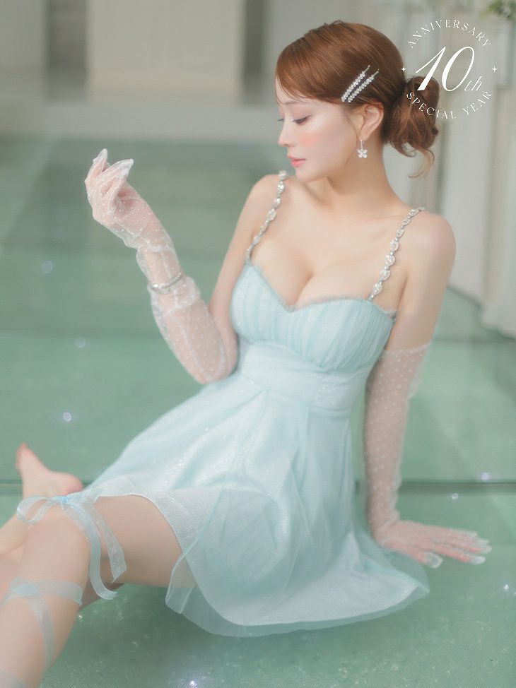 ROBE de FLEURS ローブドフルール ピンク 10th SPECIAL COLLECTION Etoile de Brille Mini Dress fm2950-1