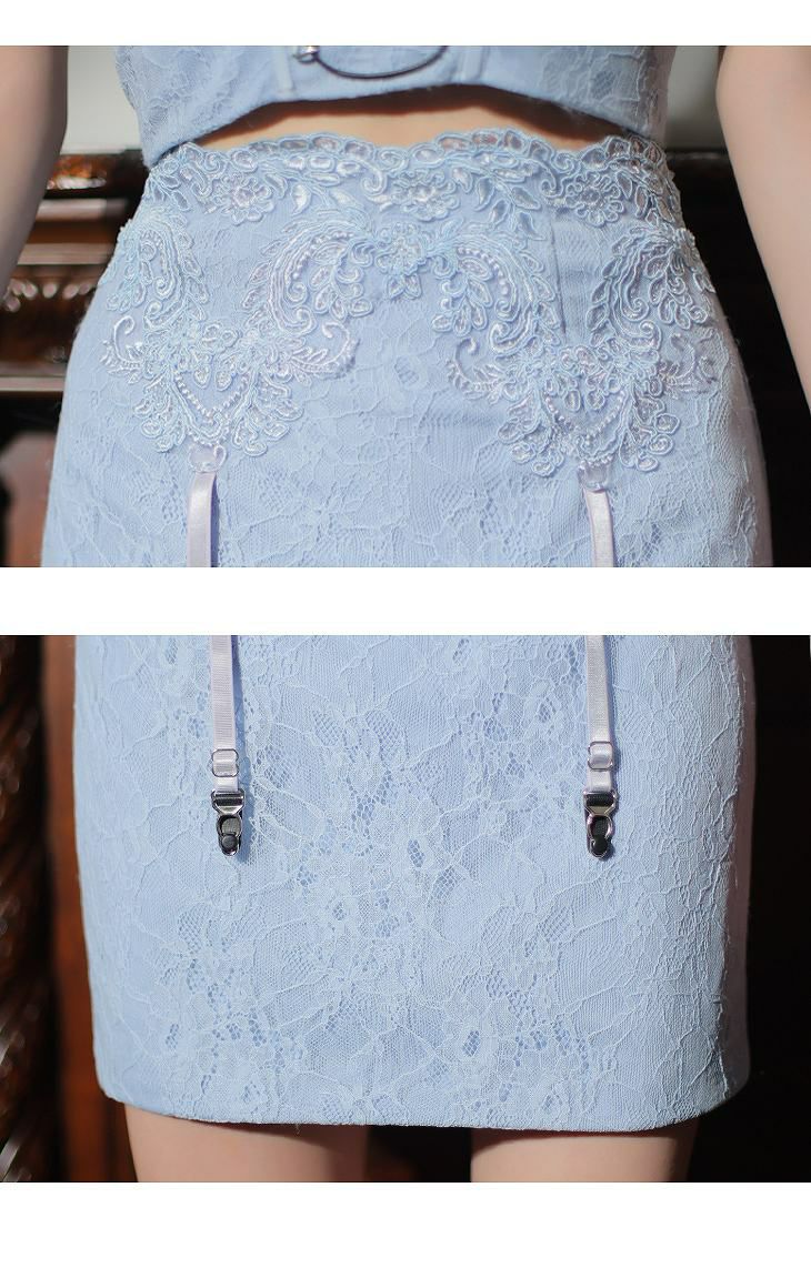 ROBE de FLEURS ローブドフルール ブルー 10th SPECIAL COLLECTION Lingerie Like Set Up Dress fm2766-1