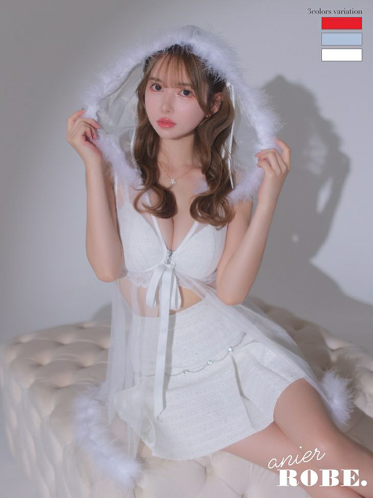 ROBE de FLEURS ローブドフルール ホワイト Sweet fairy baby doll Santa [胸元のファー取り外し可能］ fm-anier4034-2