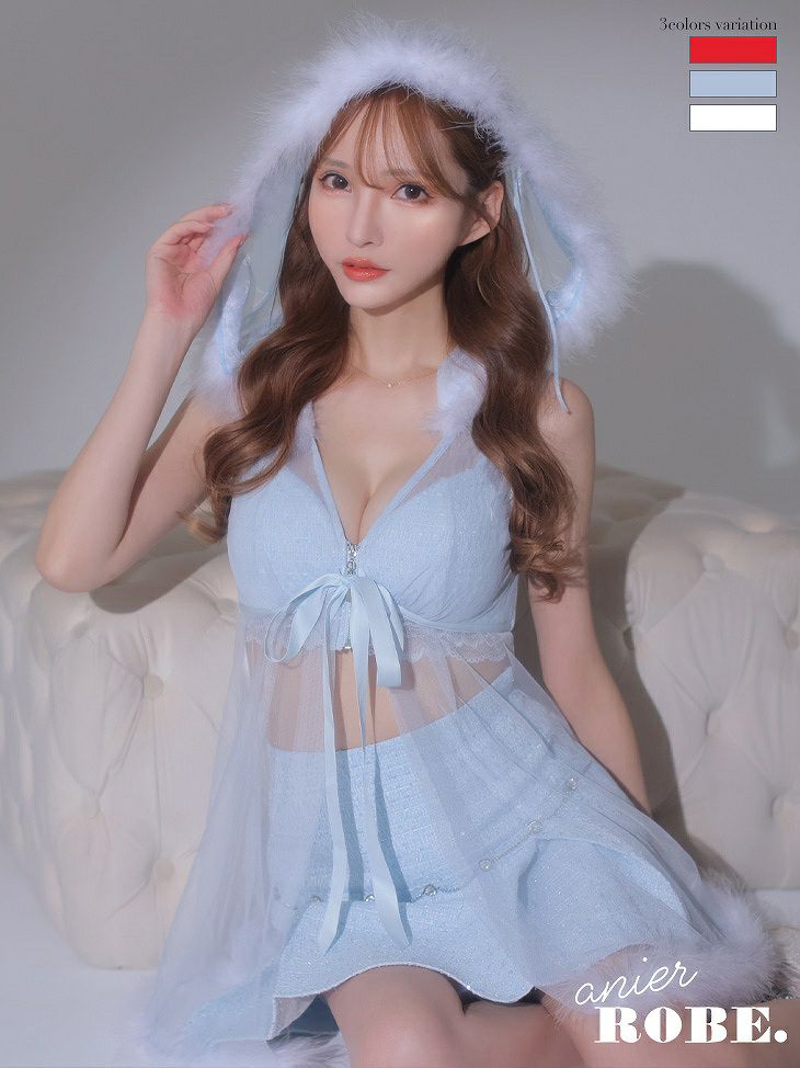 ROBE de FLEURS ローブドフルール ホワイト Sweet fairy baby doll Santa [胸元のファー取り外し可能］ fm-anier4034-2