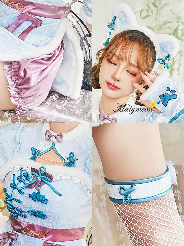 Malymoon もこもこパンダチャイナ 水色 Amazon.co.jp: [Malymoon] コスプレ チャイナ パンダ アニマル