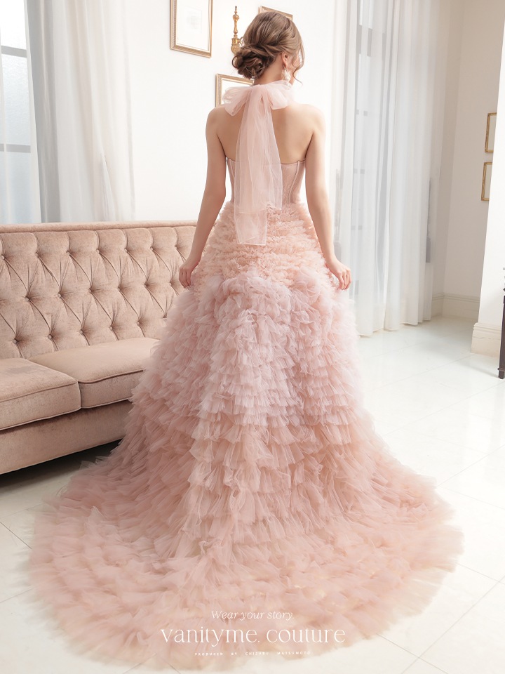 vanityME.couture. バニティミークチュール コルセット グラデーション ボリュームフリル プリンセス 姫 ロングドレス バースデードレス ピンク vctr-la-2402