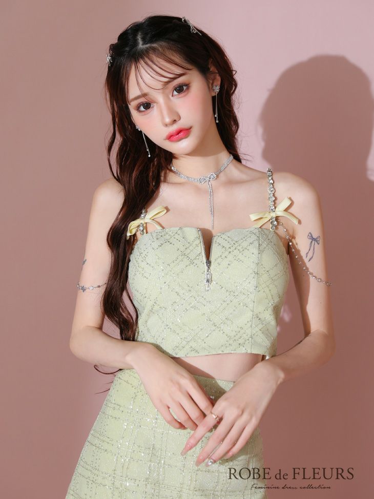 【ROBE de FLEURS / ローブドフルール】スパンコールレースセットアップキャミキャバドレス fm3415 2026.2月下旬頃入荷予定】ROBE de FLEURS ローブドフルール